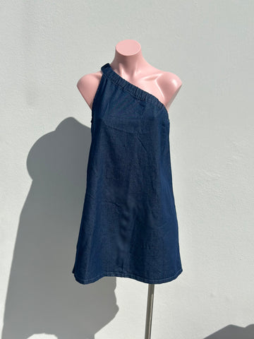 Denim dress one shoulder